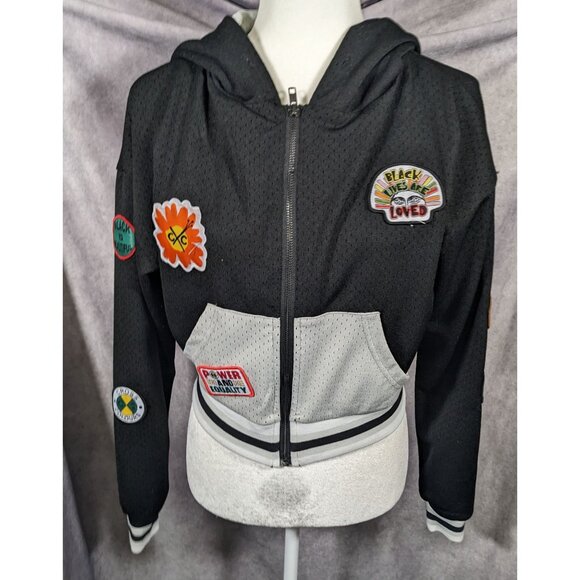 Cross Colours Black Pride Patch Black And Grey Zip Up Hoodie Size XS - Picture 14 of 16